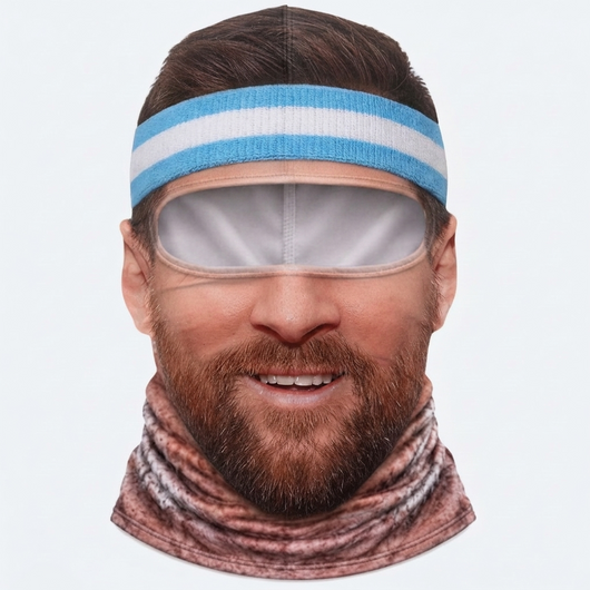 The GOAT face ski mask with sky-blue headband